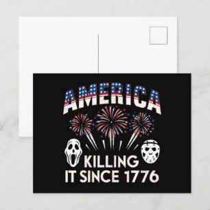 Amerika som dödar den sedan 1776 Patriotic Horror Vykort