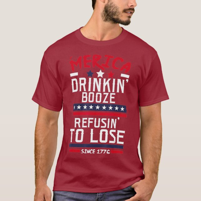 Amerika som dricker Sprit och vägrar att äta alkoh T Shirt (Framsida)