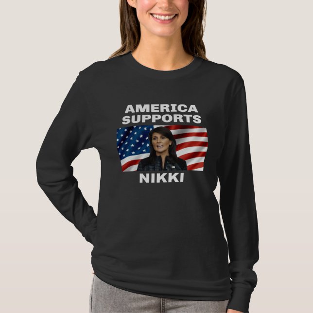 Amerika Stöder Nikki Haley T Shirt (Framsida)