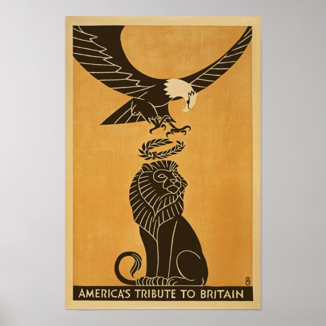 Amerika: Storbritanniens WWI Brittiska propaganda Poster (Framsidan)