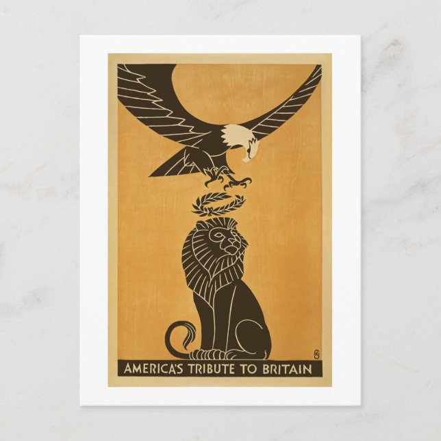 Amerika: Storbritanniens WWI Brittiska propaganda Vykort (Framsida)