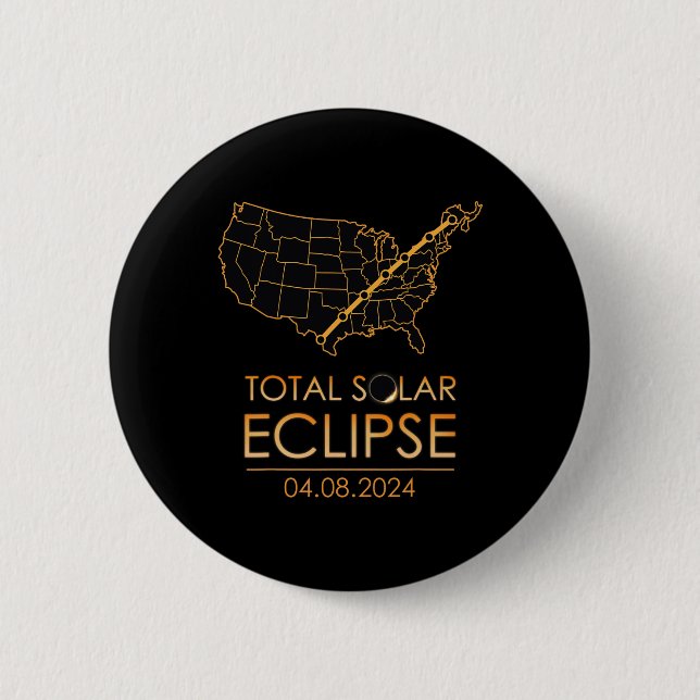 Amerika Total Solar Eclipse April 8 2024 USA Karta Knapp (Framsida)