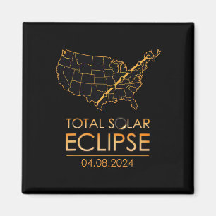 Amerika Total Solar Eclipse April 8 2024 USA Karta Magnet