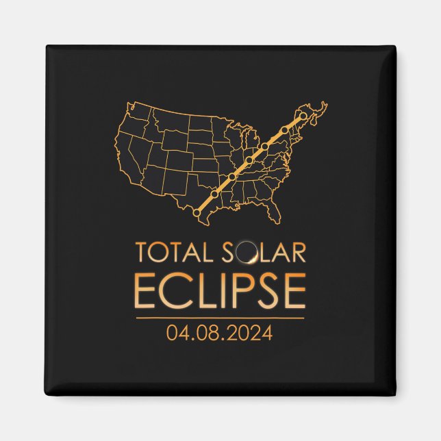 Amerika Total Solar Eclipse April 8 2024 USA Karta Magnet (Framsidan)