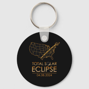 Amerika Total Solar Eclipse April 8 2024 USA Karta Nyckelring