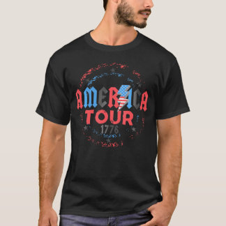 Amerika Tour 4:e juli Patriotic America Flagga Wo T Shirt
