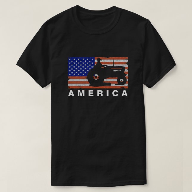 AMERIKA -Traktor FLAGGA T Shirt (Design framsida)