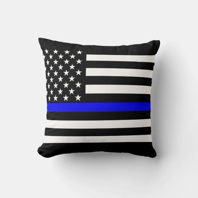 Amerika tunt blålinjensymbol kudde (Framsida)