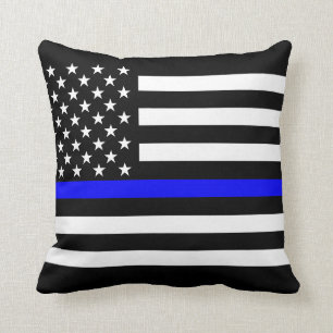Amerika tunt blålinjensymbol kudde