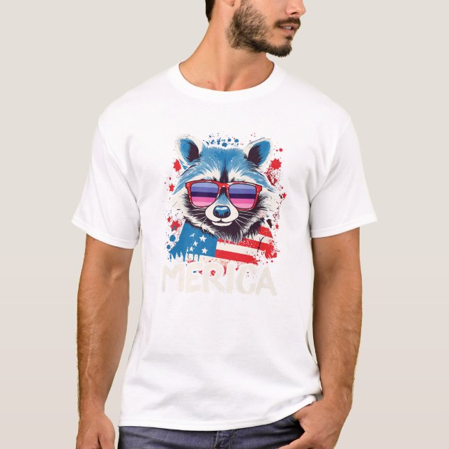 Amerika tvättbjörn av juli t shirt (Framsida)
