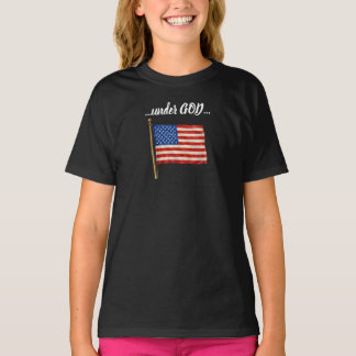 Amerika Under Gud Vit Font T Shirt