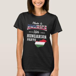 Amerika Ungerska Delar Ungern Karta Usa Flagga Röt T Shirt