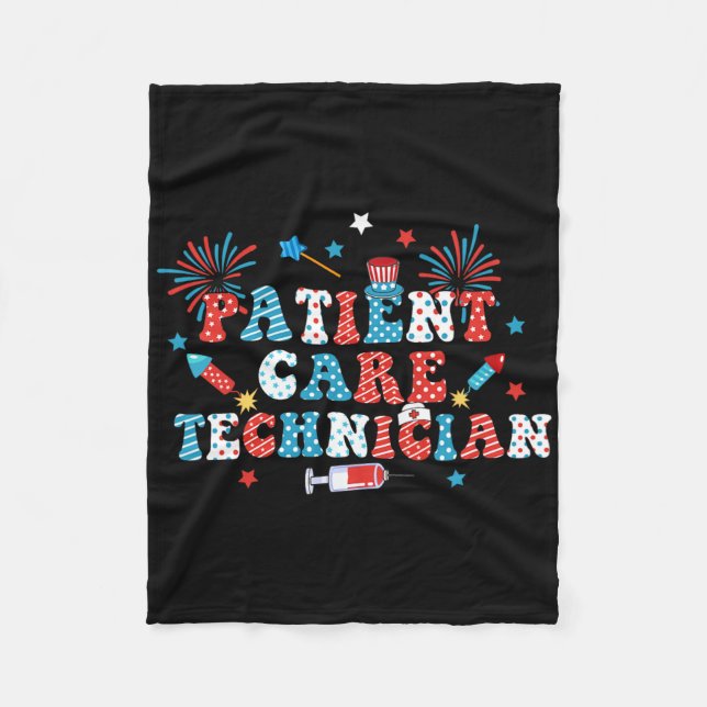 Amerika USA Fireworks Patientvårdtekniker 4:e Fleecefilt (Framsidan)