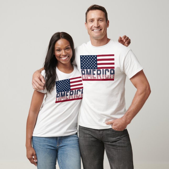 Amerika USA flagga 4 juli Independence day T Shirt (Unisex)