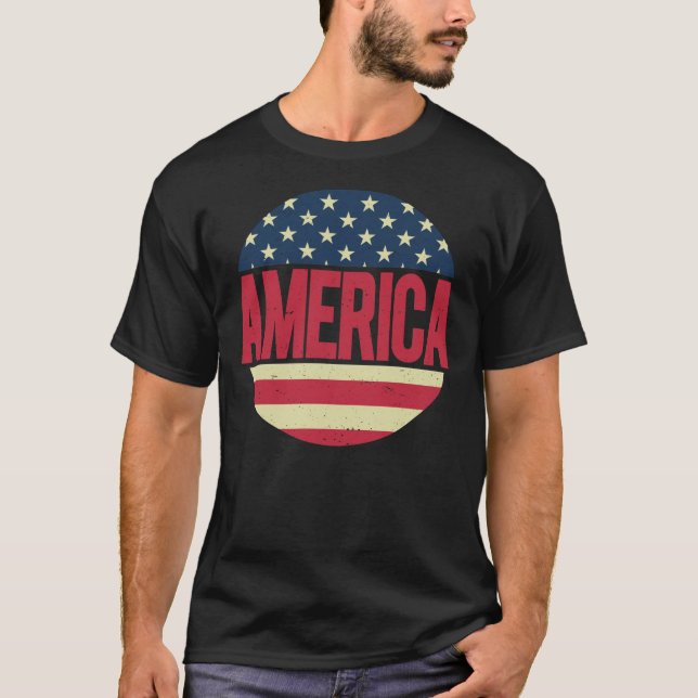 Amerika USA flagga Independence day 4 juli T Shirt (Framsida)
