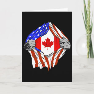 Amerika Usa Kanadensisk Flagga Bröst Kanadensiska Kort