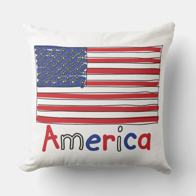 Amerika USA KIDS Flagga Kudde (Framsida)