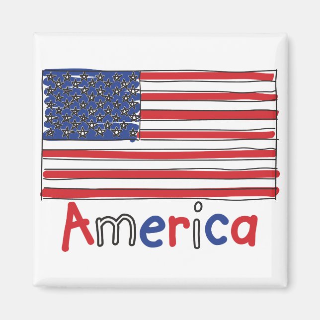 Amerika USA KIDS Flagga Magnet (Framsidan)