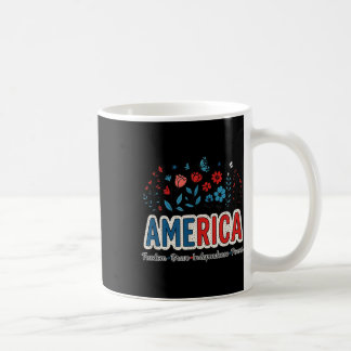 Amerika USA Merica juli 4:e fjärde blomman-Blommig Kaffemugg