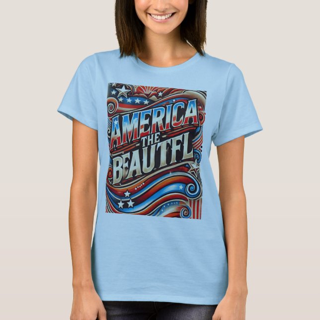Amerika - vackra t shirt (Framsida)