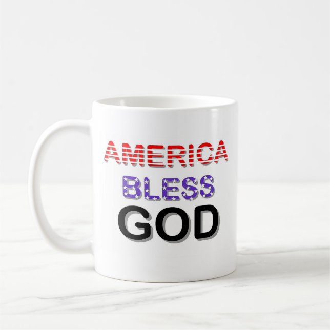 Amerika välsignar guden kaffemugg (Vänster)