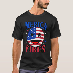 Amerika Vibes USA flagga oberoende 4 juli Da T Shirt