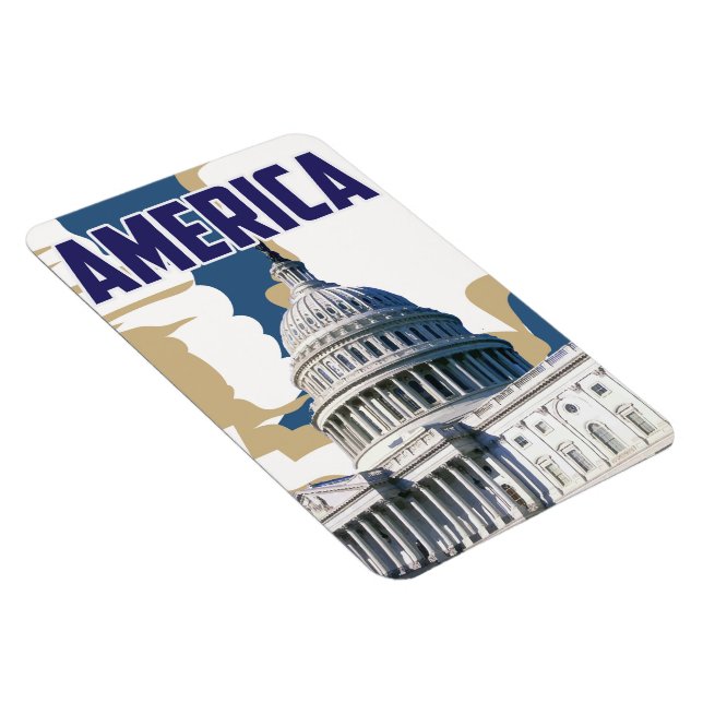 Amerika vintage reseaffisch magnet (Högersidan)