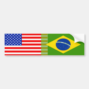 Amerikan-Brasilian flaggor Bildekal