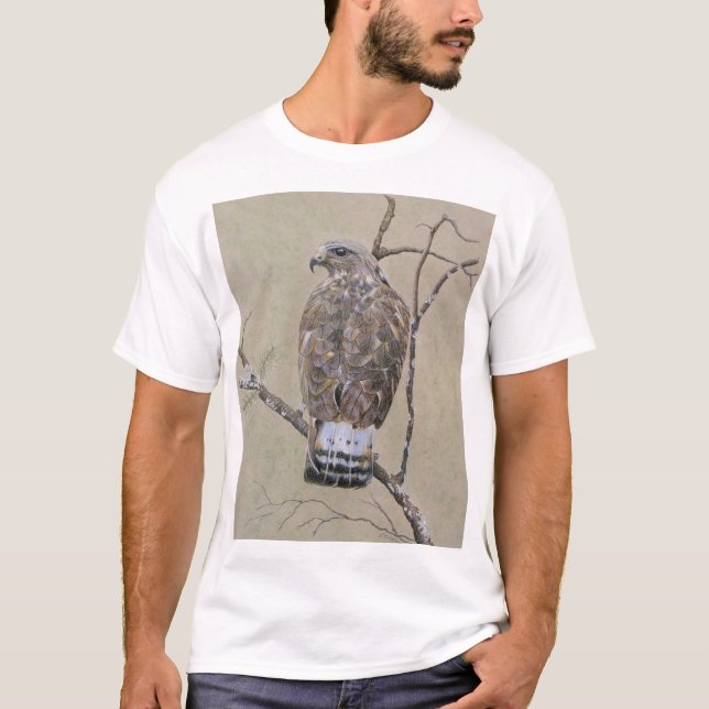 Amerikan Buse-lagd benen på ryggen vråk T-shirt (Framsida)