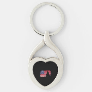 Amerikan flagga julgran twisted heart silverfärgad nyckelring