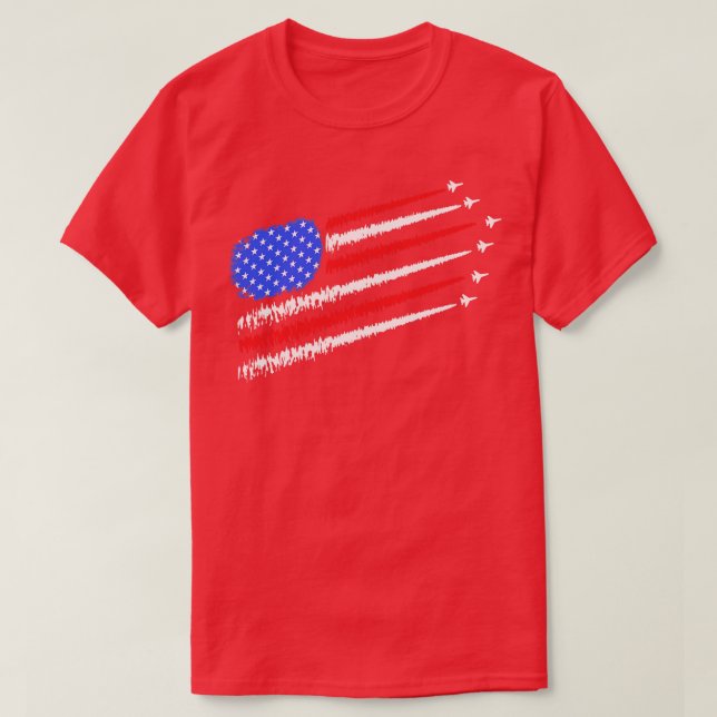 Amerikan med kämpe jet för independence day t shirt (Design framsida)