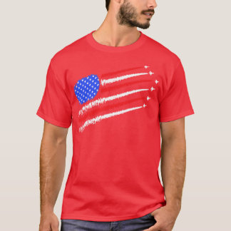Amerikan med kämpe jet för independence day t shirt