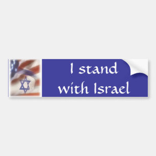 Amerikan och israelisk flagga som jag står med bildekal
