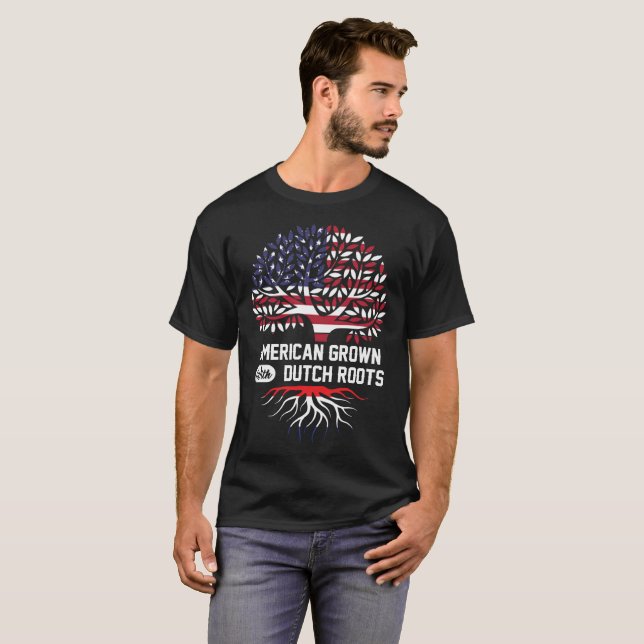 Amerikan odlad med dutch-rötter tee shirt (Hel framsida)