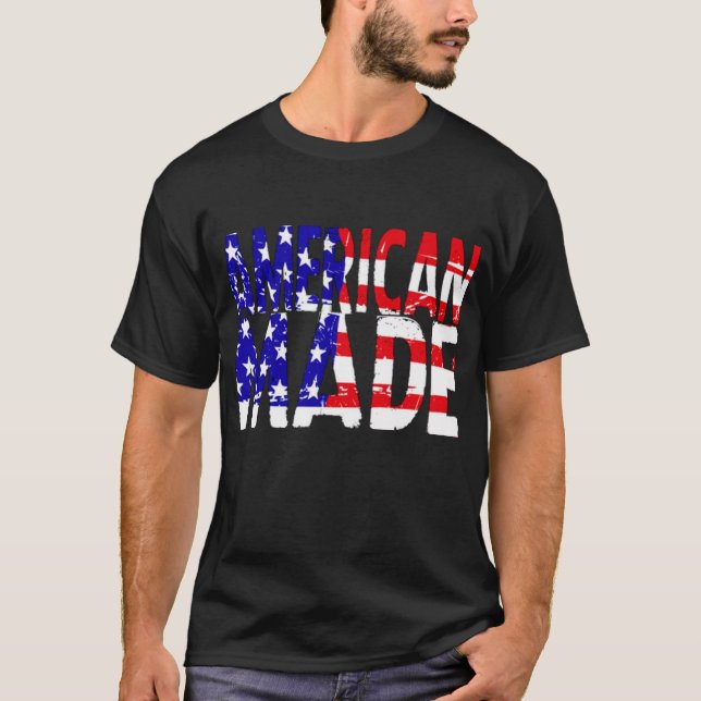 Amerikan som göras i USA flaggapatriotT-tröja T Shirt (Framsida)