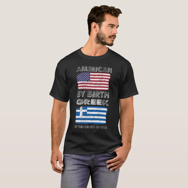 Amerikan vid födelsegrek vid nåd av gudarvet tee shirt (Hel framsida)