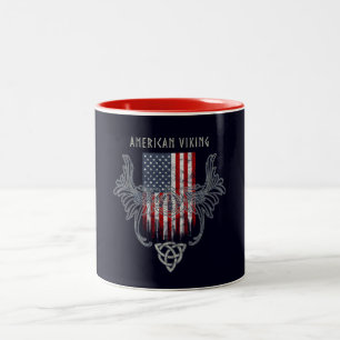 Amerikan Viking. Flagga bekymrad Celtic hjälm Två-Tonad Mugg