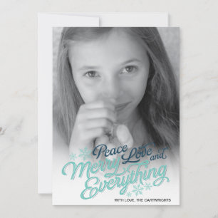 Amerikana Blue Ribbon Script Helgdag Photo Card Julkort
