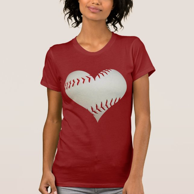 Amerikanbaseball i en hjärtaShape Tee Shirt (Framsida)