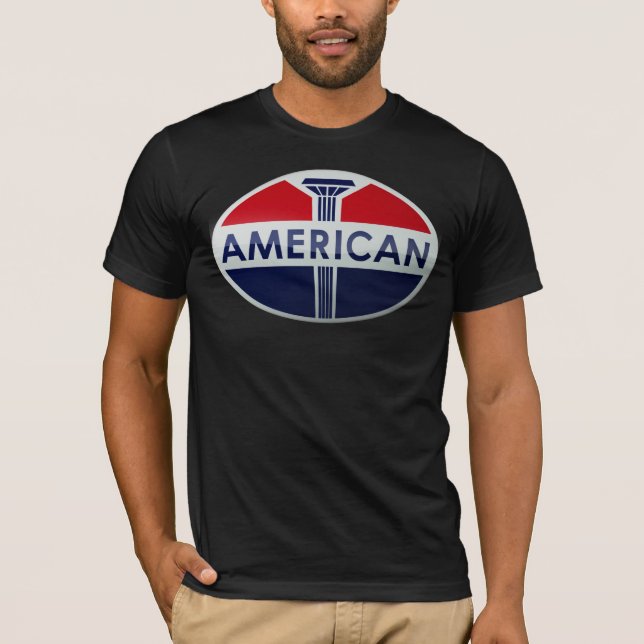 Amerikanbensinstationvintage undertecknar den t shirt (Framsida)