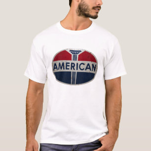 Amerikanbensinstationvintage undertecknar rostad t-shirt