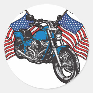 Amerikanbikermotorcykel Runt Klistermärke
