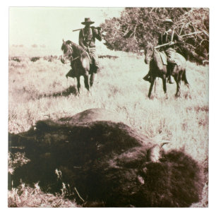 AmerikanBisonjägare (b-/wfotoet) Kakelplatta