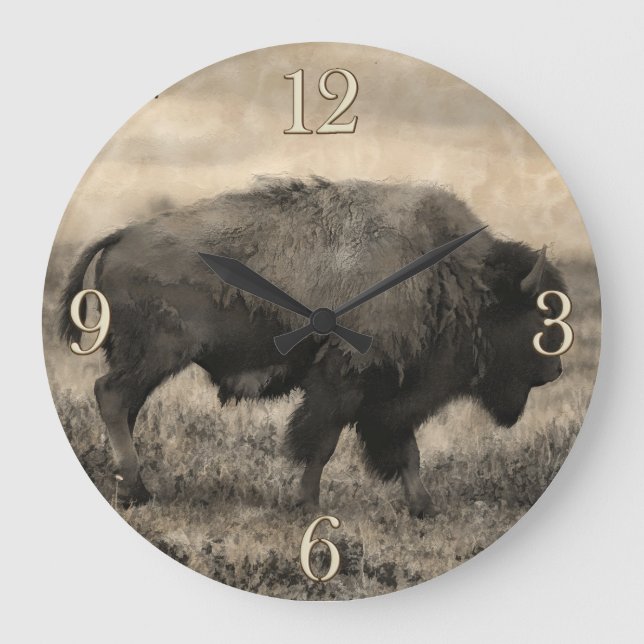 Amerikanbuffel - slättBison Stor Klocka (Framsida)