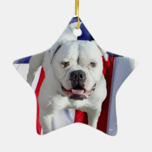 Amerikanbulldogg Julgransprydnad Keramik