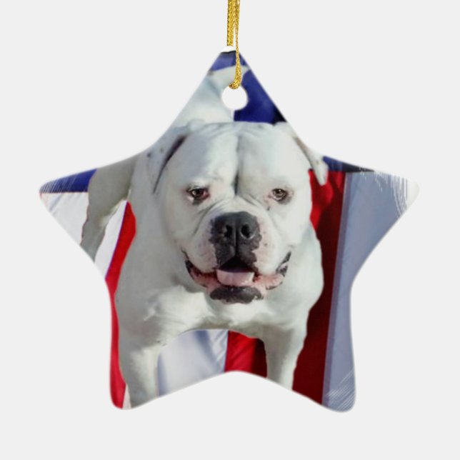 Amerikanbulldogg Julgransprydnad Keramik (Baksidan)