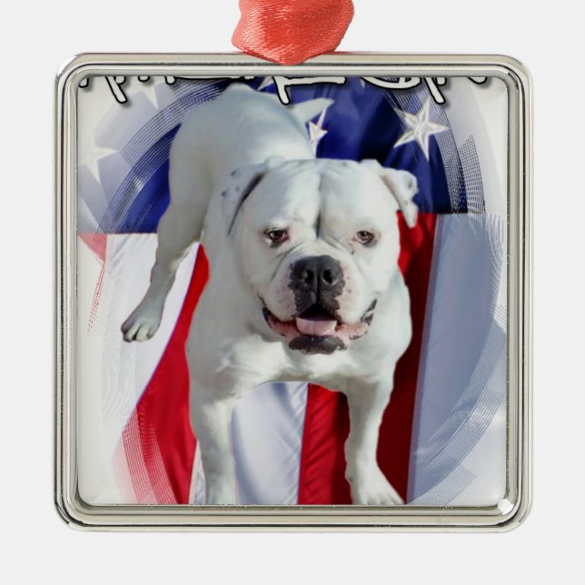 Amerikanbulldogg Julgransprydnad Metall (Framsidan)