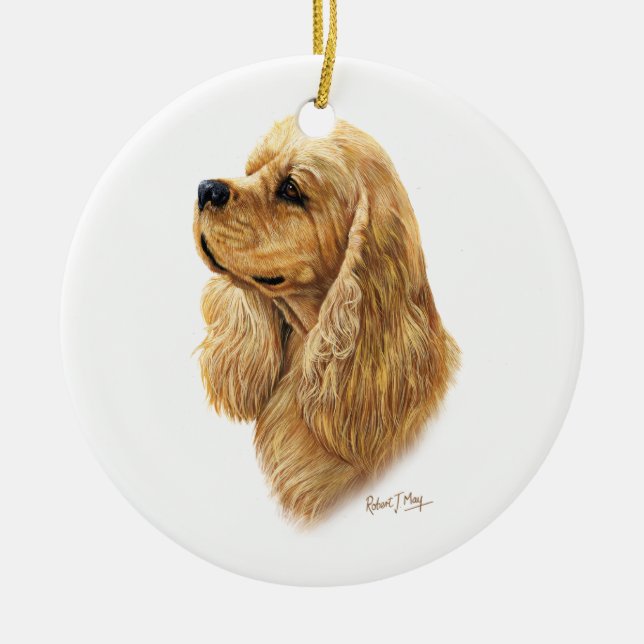 AmerikancockerspanielSpaniel Julgransprydnad Keramik (Framsidan)