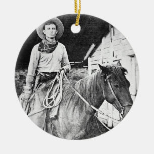 Amerikancowboy i Kansas, c.1880 (b-/wfotoet) Julgransprydnad Keramik