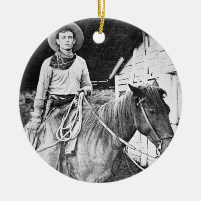 Amerikancowboy i Kansas, c.1880 (b-/wfotoet) Julgransprydnad Keramik (Framsidan)